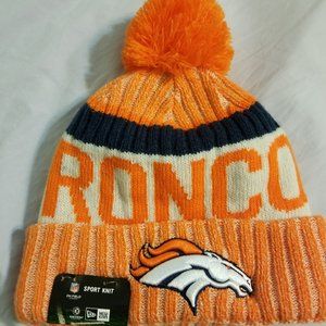 Orange Denver Broncos Hat with Pom Pom NWT